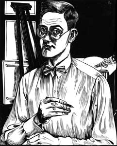 Conrad Felixm&uuml;ller, Selbstbildnis mit Zeichenstift