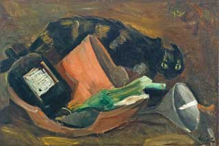 Fritz Feigler, Stilleben mit Katze