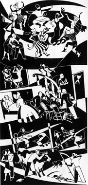 Gerd Arntz, TOTENTANZ Tanz der Nationen − In der Stadt − Im Dorf